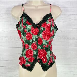 VTG Victoria’s Secret 90s Gold Label red green Floral babydoll cami whimsygoth